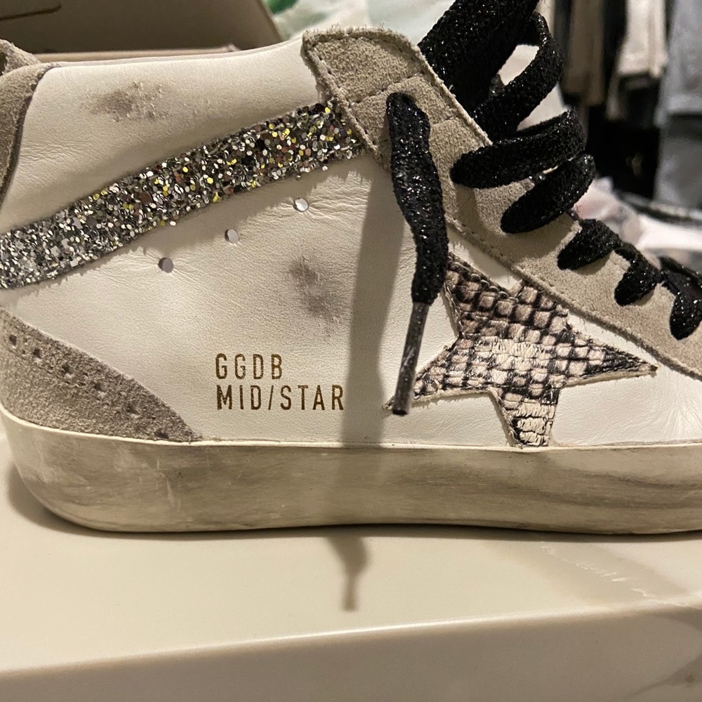 Golden Goose Mid Star Sneakers Silver Glitter 37 7